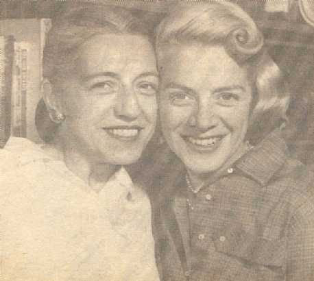 Rosemary Clooney (right), Nick's sister, hugs their mom at her home, in 1958. Nick has two other singing sisters, Gale and Betty, and he's very proud of all of them. They like to watch his show, and Rosemary is often one of his favorite guests.